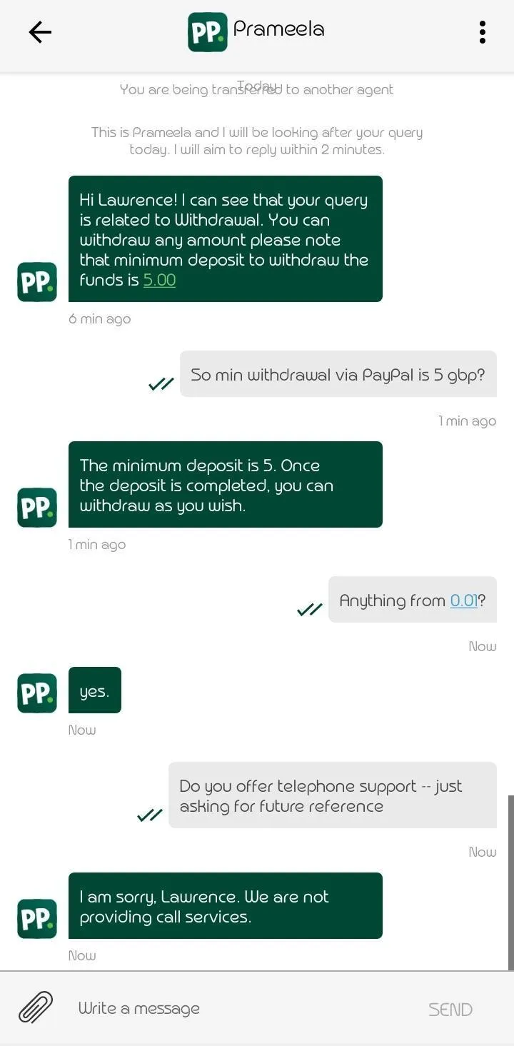 customer support at Paddy Power