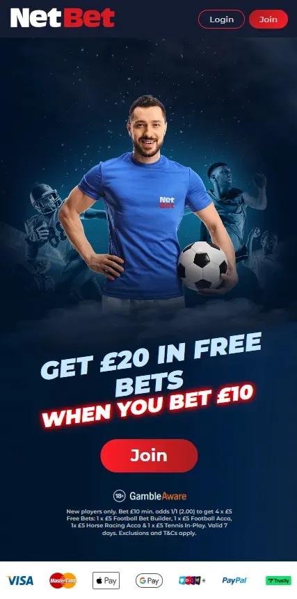 NetBet betting sign up offer: get £20 in free bets when you bet £10